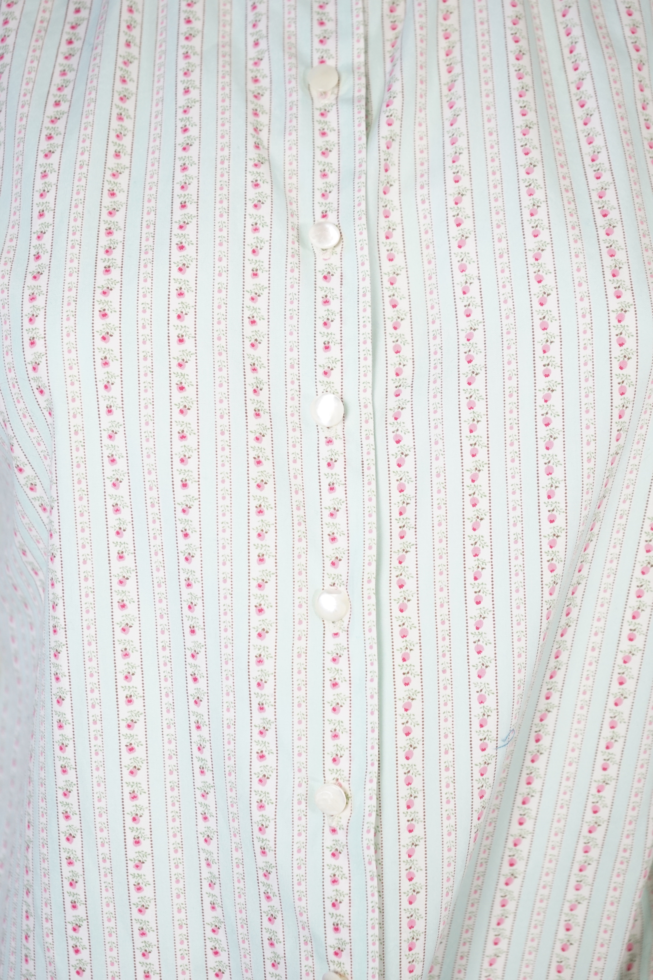 Two Ralph Lauren cotton blouses with lace detail, cream size 10, floral stripe size 8